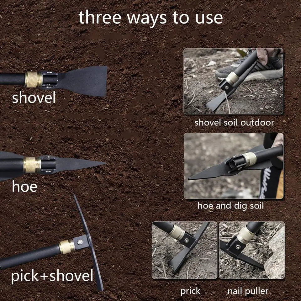 Folding Lightweight Camping Shovel – Tactical Shovel Pickaxe Hoe for Hiking Survival