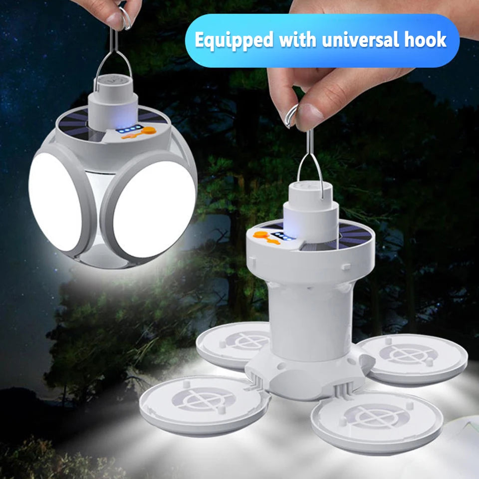 LED Solar Camping Light Bulb – Rechargeable Flashlight Night Lamp with Portable Lantern