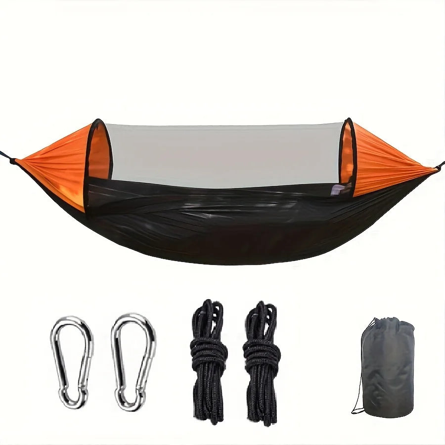 Lightweight 2-Person Outdoor Hammock – Nylon Camping Gear with Mosquito Net and Tree Straps