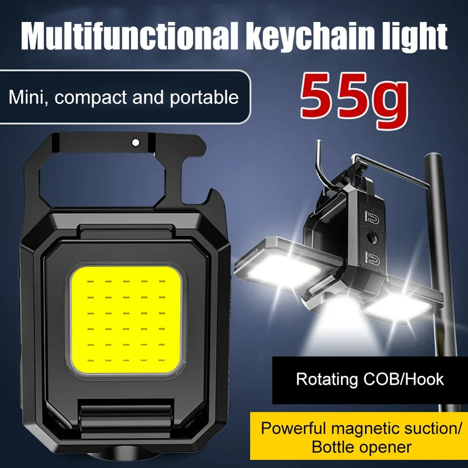 XPE Mini Keychain COB LED Flashlight – 800mAh USB Rechargeable IPX4 Waterproof