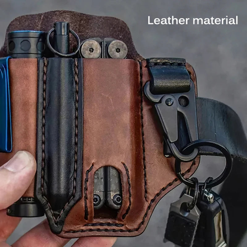 Multi-Tool Leather Belt Bag – Outdoor Survival Camping Hunting Waist Holster