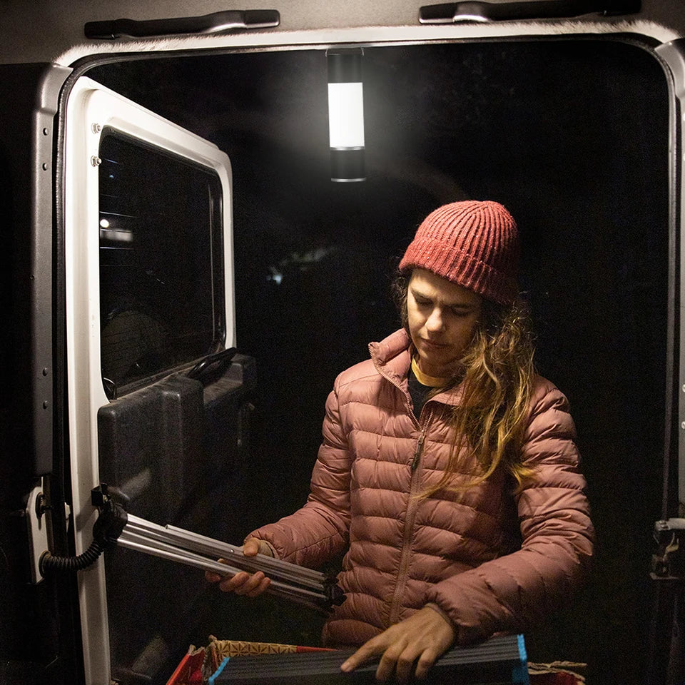 Outdoor LED Telescopic Flashlight – Rechargeable Torch with Tripod for Camping and Travel