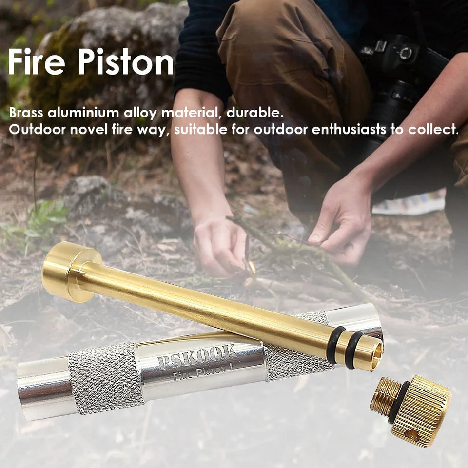 Brass Piston Fire Picker – Portable Air Compression Fire Tool for Camping and Emergencies