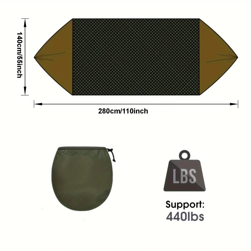 Lightweight 2-Person Outdoor Hammock – Nylon Camping Gear with Mosquito Net and Tree Straps