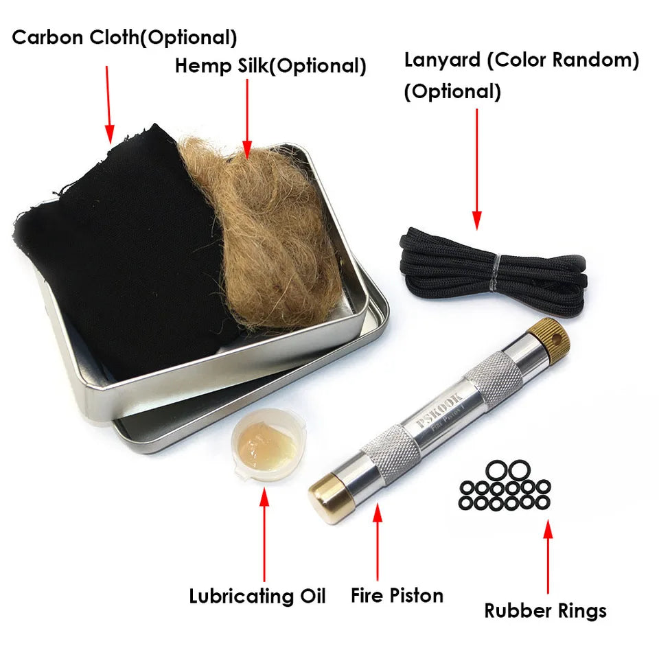 Brass Piston Fire Picker – Portable Air Compression Fire Tool for Camping and Emergencies