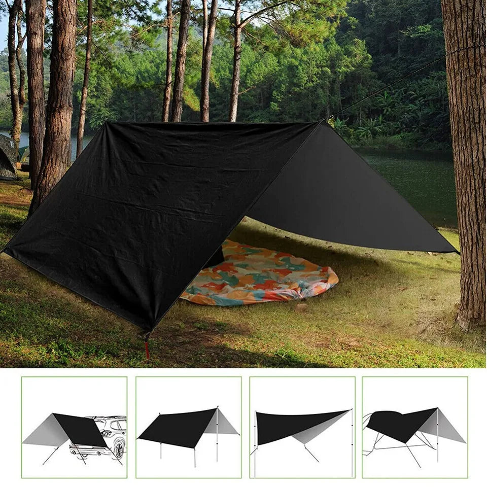 3x3M Camping Waterproof Awning Tarp – Ultralight Dark Grey Sun Shelter Outdoors