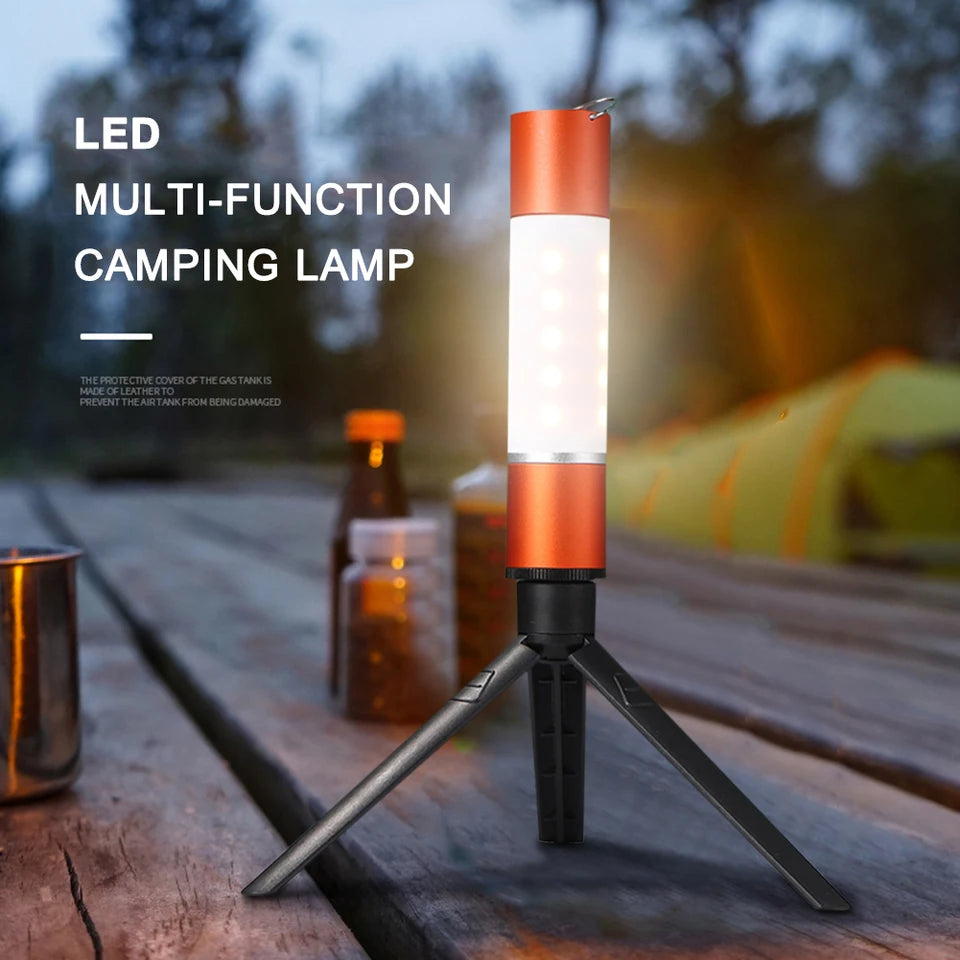 Outdoor LED Telescopic Flashlight – Rechargeable Torch with Tripod for Camping and Travel