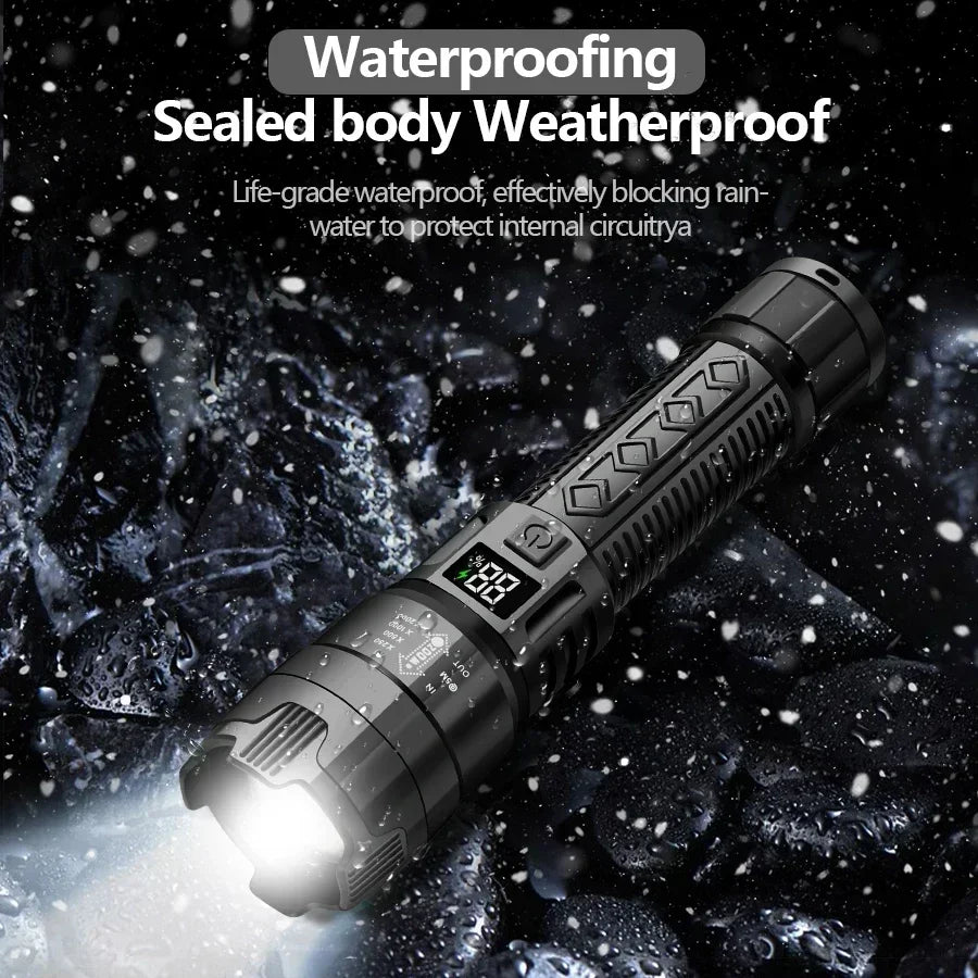 Ultra Bright LED Flashlight – 2000LM Type-C Rechargeable Long Range Zoom Tactical Torch for Outdoor Camping